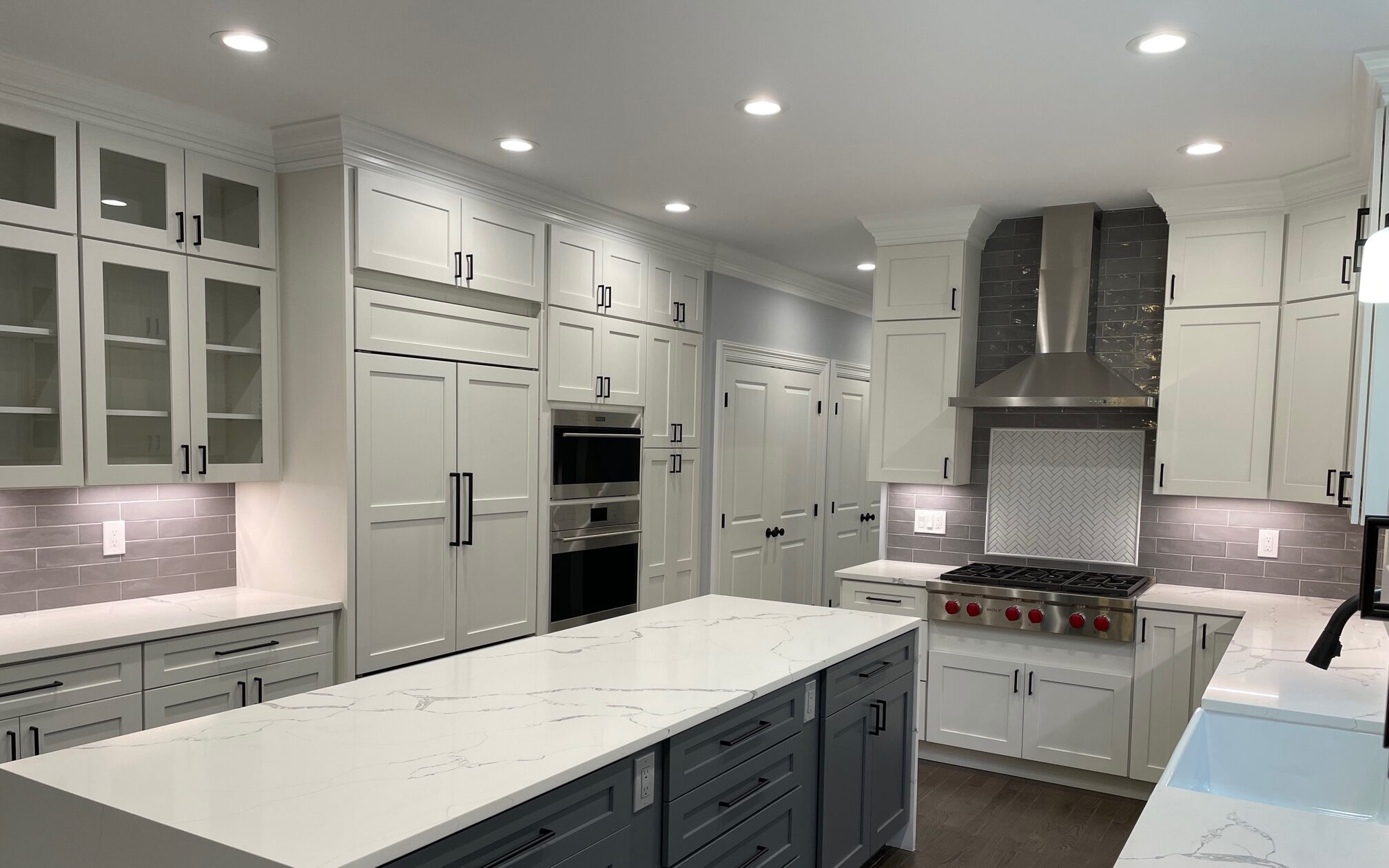 This kitchen had recessed lights installed by Ralphie's Electricians.